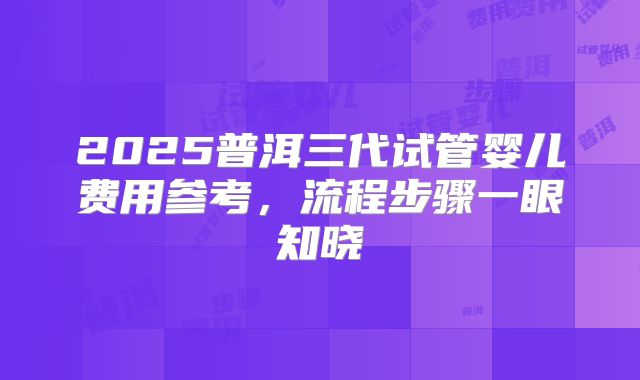 2025普洱三代试管婴儿费用参考，流程步骤一眼知晓