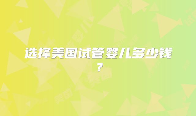 选择美国试管婴儿多少钱？