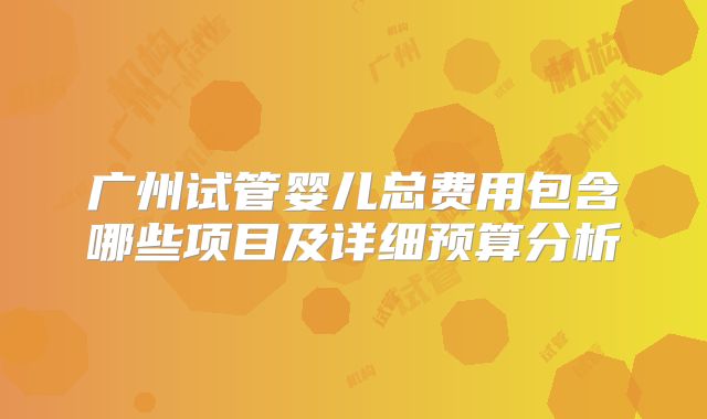 广州试管婴儿总费用包含哪些项目及详细预算分析