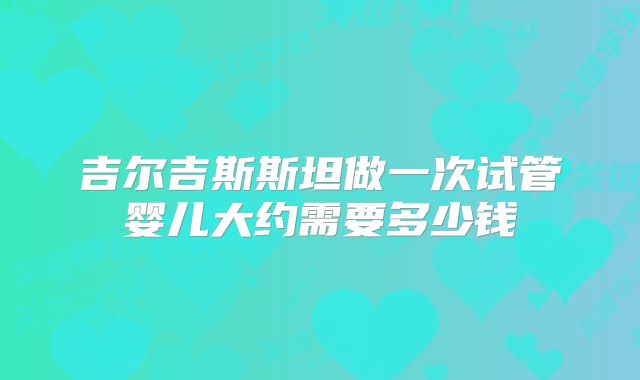 吉尔吉斯斯坦做一次试管婴儿大约需要多少钱