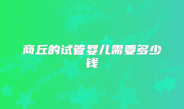 商丘的试管婴儿需要多少钱