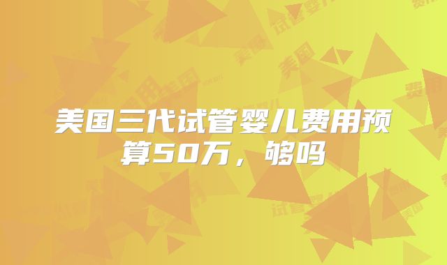 美国三代试管婴儿费用预算50万，够吗