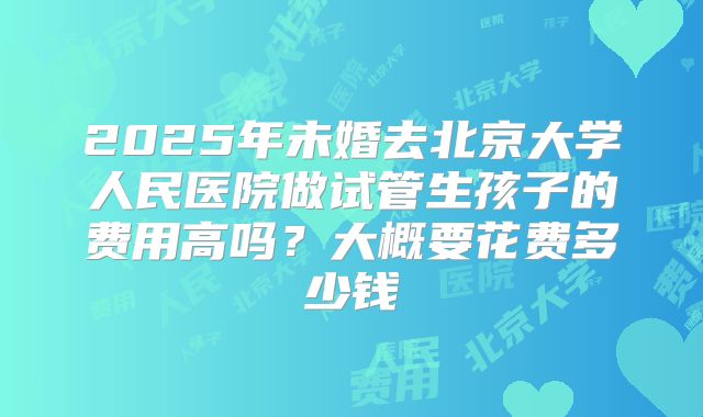 2025年未婚去北京大学人民医院做试管生孩子的费用高吗？大概要花费多少钱