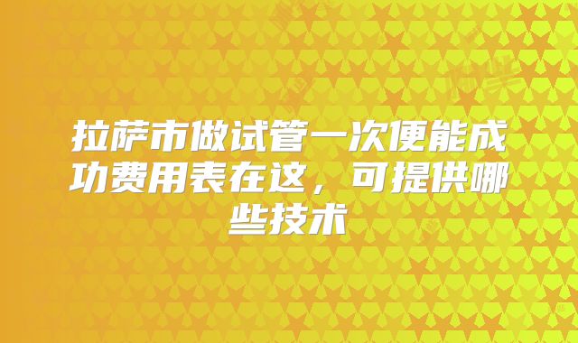 拉萨市做试管一次便能成功费用表在这,可提供哪些技术