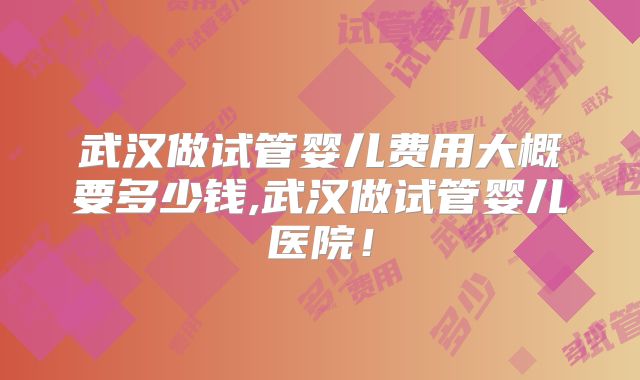 武汉做试管婴儿费用大概要多少钱,武汉做试管婴儿医院！