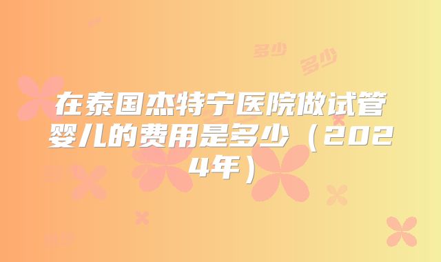 在泰国杰特宁医院做试管婴儿的费用是多少(2024年)