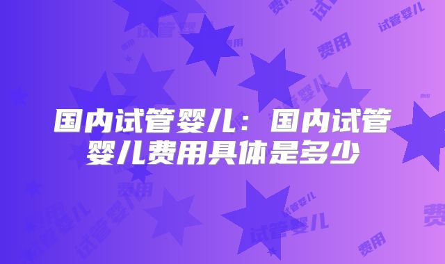 国内试管婴儿:国内试管婴儿费用具体是多少