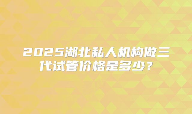 2025湖北私人机构做三代试管价格是多少？