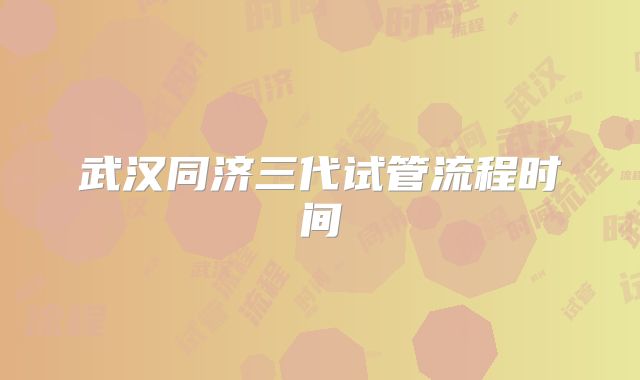 武汉同济三代试管流程时间