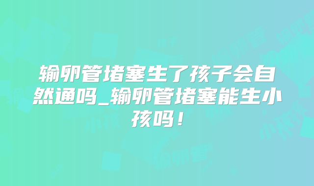 输卵管堵塞生了孩子会自然通吗_输卵管堵塞能生小孩吗！