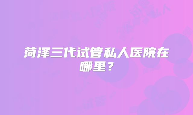 菏泽三代试管私人医院在哪里?