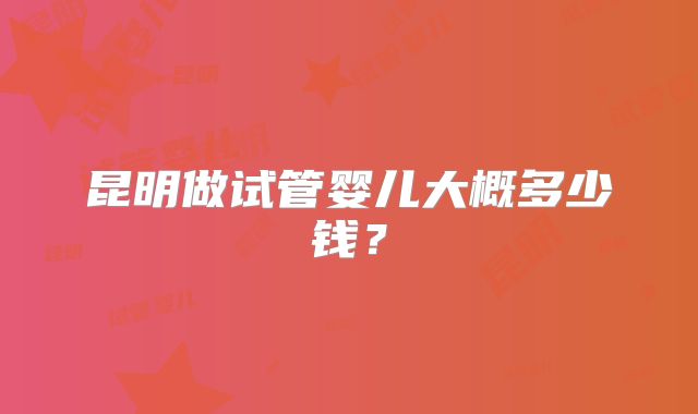 昆明做试管婴儿大概多少钱？