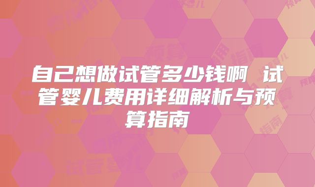 自己想做试管多少钱啊 试管婴儿费用详细解析与预算指南