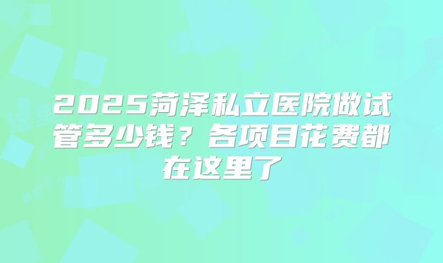 2025菏泽私立医院做试管多少钱?各项目花费都在这里了