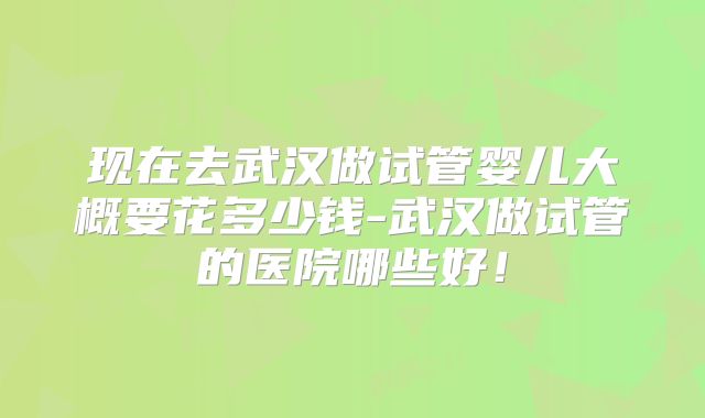 现在去武汉做试管婴儿大概要花多少钱-武汉做试管的医院哪些好！