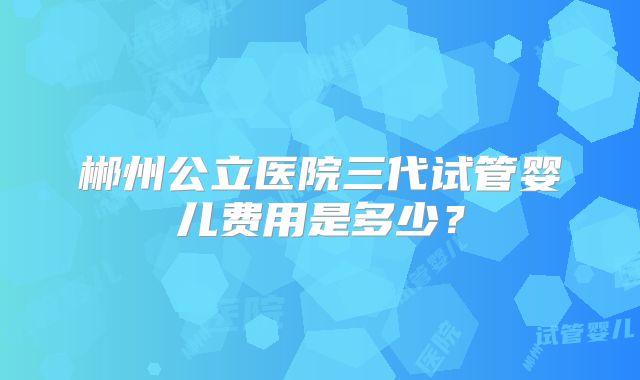 郴州公立医院三代试管婴儿费用是多少？