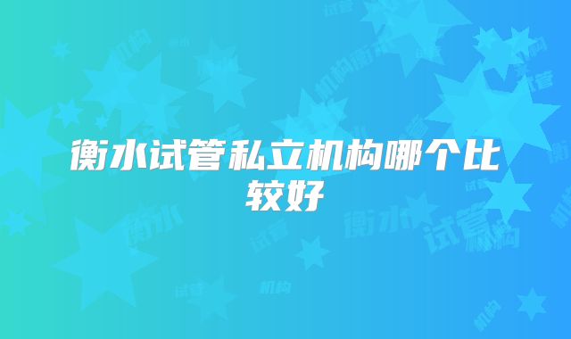 衡水试管私立机构哪个比较好