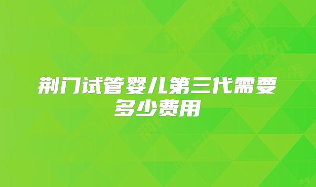 荆门试管婴儿第三代需要多少费用