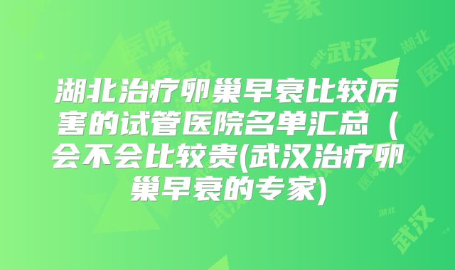 湖北治疗卵巢早衰比较厉害的试管医院名单汇总（会不会比较贵(武汉治疗卵巢早衰的专家)