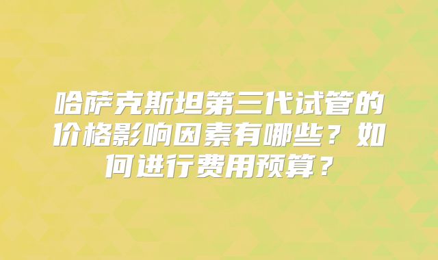 哈萨克斯坦第三代试管的价格影响因素有哪些？如何进行费用预算？