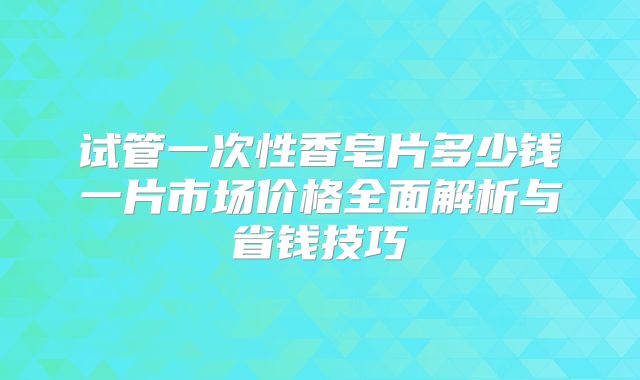 试管一次性香皂片多少钱一片市场价格全面解析与省钱技巧