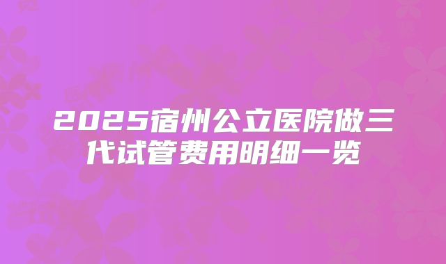 2025宿州公立医院做三代试管费用明细一览