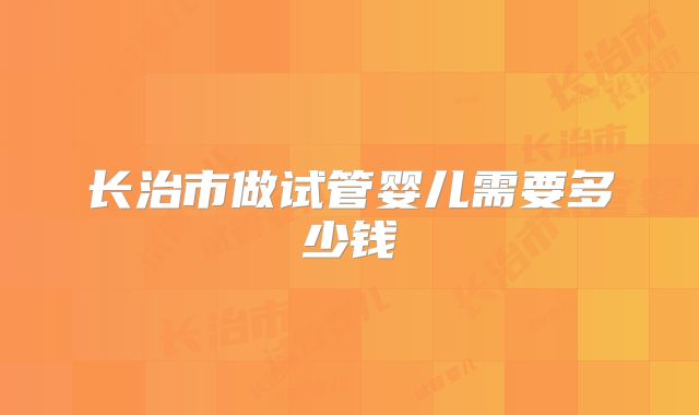 长治市做试管婴儿需要多少钱