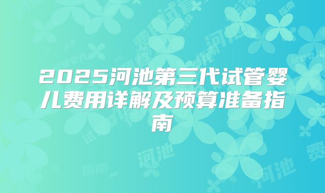 2025河池第三代试管婴儿费用详解及预算准备指南