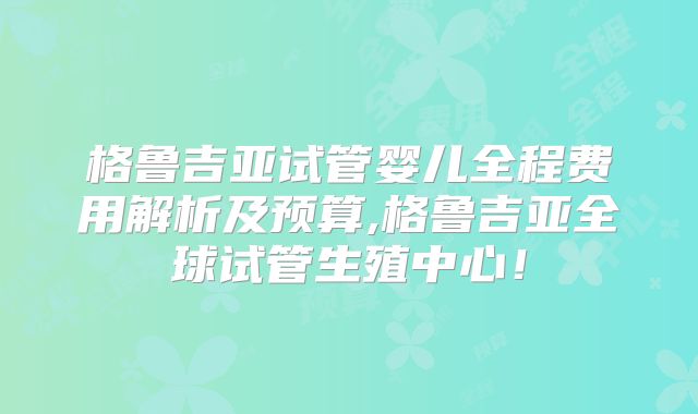 格鲁吉亚试管婴儿全程费用解析及预算,格鲁吉亚全球试管生殖中心！