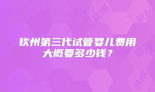钦州第三代试管婴儿费用大概要多少钱？