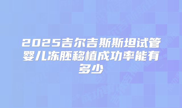 2025吉尔吉斯斯坦试管婴儿冻胚移植成功率能有多少