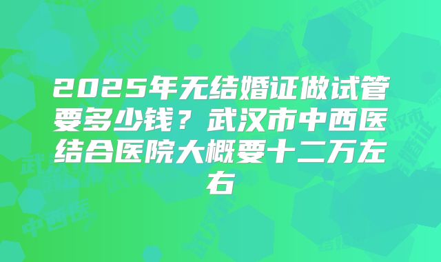 2025年无结婚证做试管要多少钱？武汉市中西医结合医院大概要十二万左右