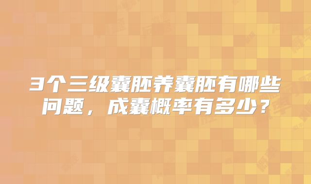3个三级囊胚养囊胚有哪些问题，成囊概率有多少？