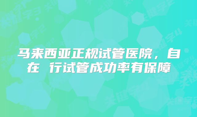 马来西亚正规试管医院,自在 行试管成功率有保障