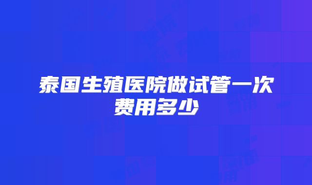 泰国生殖医院做试管一次费用多少