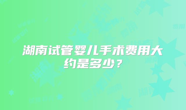 湖南试管婴儿手术费用大约是多少?