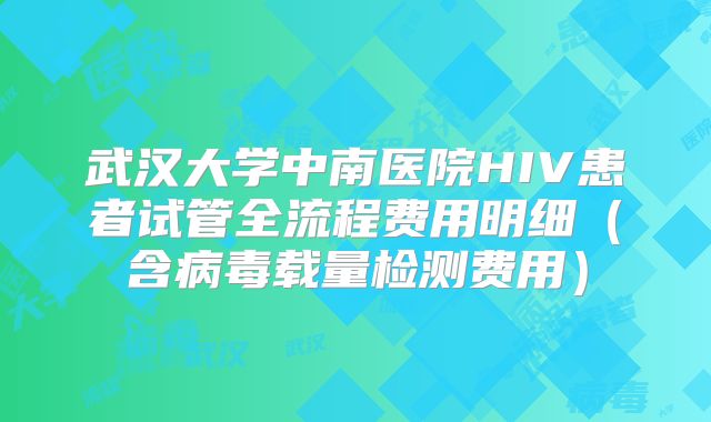 武汉大学中南医院HIV患者试管全流程费用明细（含病毒载量检测费用）