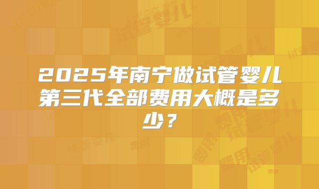 2025年南宁做试管婴儿第三代全部费用大概是多少？