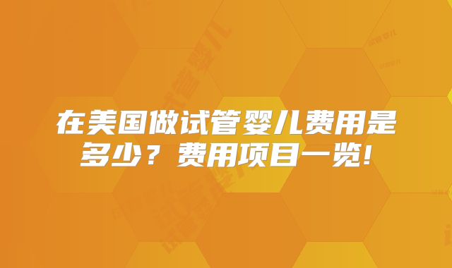 在美国做试管婴儿费用是多少?费用项目一览!