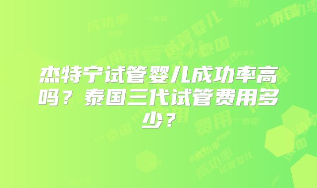 杰特宁试管婴儿成功率高吗？泰国三代试管费用多少？
