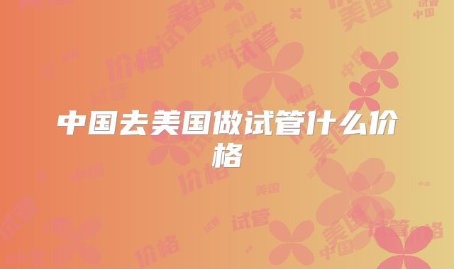 中国去美国做试管什么价格