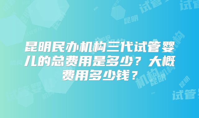 昆明民办机构三代试管婴儿的总费用是多少?大概费用多少钱?