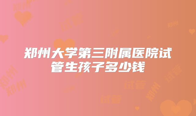 郑州大学第三附属医院试管生孩子多少钱
