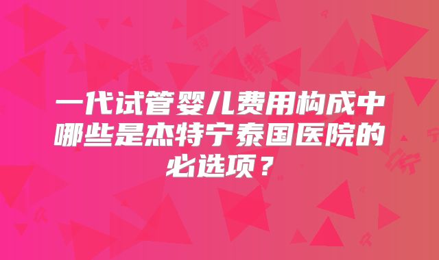 一代试管婴儿费用构成中哪些是杰特宁泰国医院的必选项？