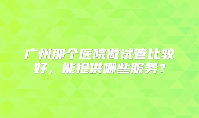 广州那个医院做试管比较好,能提供哪些服务?