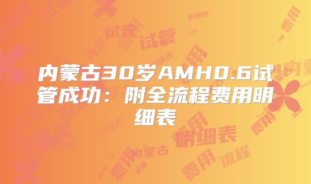内蒙古30岁AMH0.6试管成功:附全流程费用明细表