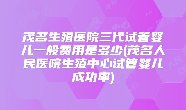 茂名生殖医院三代试管婴儿一般费用是多少(茂名人民医院生殖中心试管婴儿成功率)