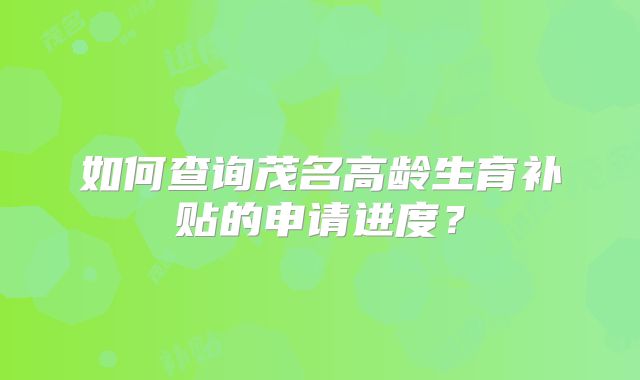 如何查询茂名高龄生育补贴的申请进度?
