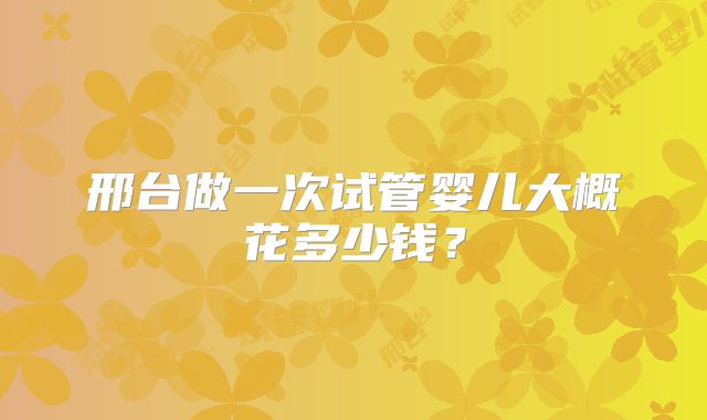 邢台做一次试管婴儿大概花多少钱？