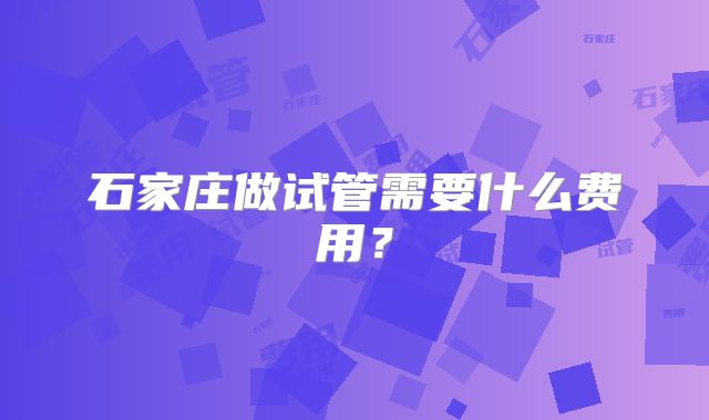 石家庄做试管需要什么费用?